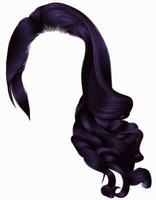 femme branché longue frisé violet Cheveux perruque . rétro style . vecteur