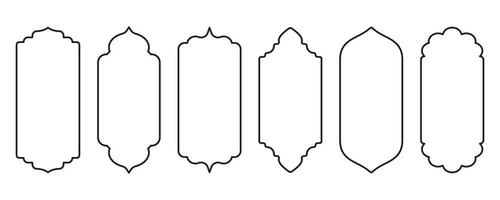 ramadhan fenêtre Cadre formes. vecteur contour islamique cambre et porte. musulman ornement étiqueter. conception éléments isolé sur blanc Contexte. traditionnel ancien symboles pour décoration