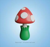 champignon dans 3d vecteur illustration