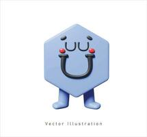 mignonne hexagone personnage dans 3d vecteur illustration