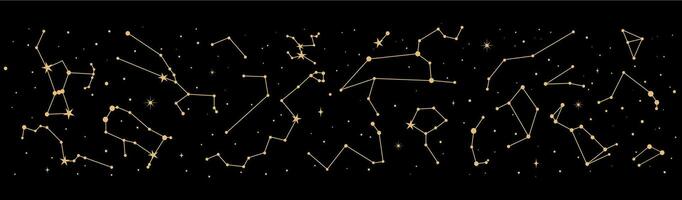 nuit ciel carte, étoile constellation astrologie frontière vecteur