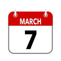 sept mars, calendrier Date icône sur blanc Contexte. vecteur