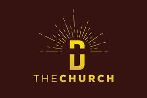 branché et professionnel lettre ré église signe Christian et paisible vecteur logo conception