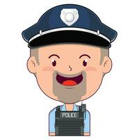 policier content visage dessin animé mignonne vecteur