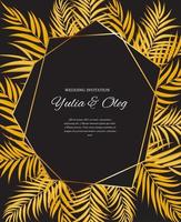 Invitation de mariage beautifil avec illustration vectorielle de palmier feuille silhouette vecteur