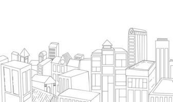 vecteur ligne dessin illustration de une petit ville centre Haut voir. centre ville tiré dans crayon