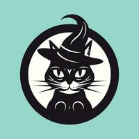 noir et blanc chat avec turquoise Contexte vecteur
