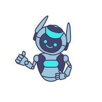 robot personnage donnant les pouces en haut vecteur illustration. dessin animé robot pose illustration