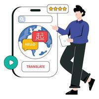 Traduction app plat style conception vecteur illustration. Stock illustration