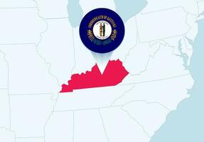 uni États avec choisi Kentucky carte et Kentucky drapeau icône. vecteur