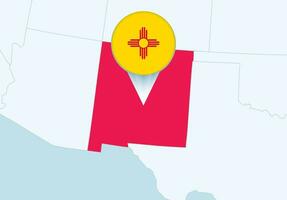 uni États avec choisi Nouveau Mexique carte et Nouveau Mexique drapeau icône. vecteur