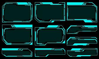 hud cadres bleu utilisateur interface éléments conception moderne La technologie futuriste contrôle panneau écran numérique hologramme fenêtre jeu menu émouvant cyber moniteur ensemble sur noir Contexte vecteur