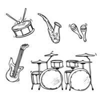 griffonnage musical instruments. la musique vecteur illustration.