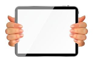 main réaliste avec tablette vecteur