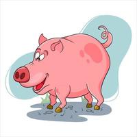 cochon drôle de personnage animal en style cartoon vecteur