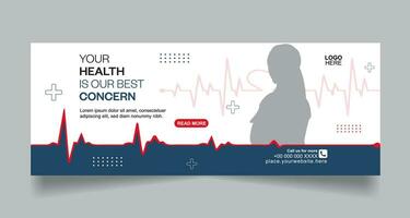 médical et soins de santé social médias couverture bannière vecteur