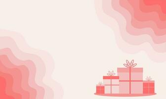 de fête vecteur bannière avec cadeaux. rose arrière-plan, anniversaire, vacances. cadeau des boites avec décor, arc.