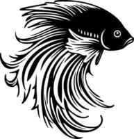 poisson - noir et blanc isolé icône - vecteur illustration