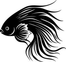 poisson - noir et blanc isolé icône - vecteur illustration