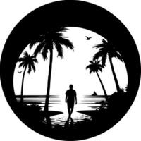 plage, noir et blanc vecteur illustration