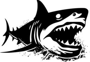 requin - noir et blanc isolé icône - vecteur illustration