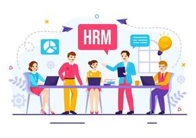 hrm Humain Ressource la gestion vecteur illustration avec système gérant entreprise employé pour commercialisation matériaux et affaires Contexte conception