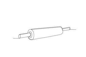 roulant épingle continu ligne dessin vecteur illustration de ustensiles de cuisine