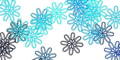 modèle de doodle vecteur bleu clair avec des fleurs.