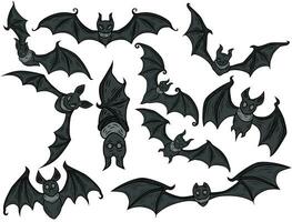 Halloween ensemble les dessins animés chauve souris. vecteur