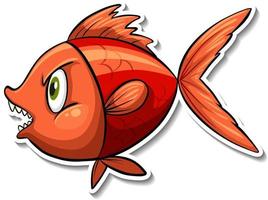 autocollant de dessin animé d'animal de mer de poisson en colère vecteur