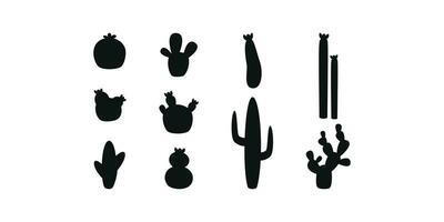 plat vecteur silhouette des illustrations de cactus