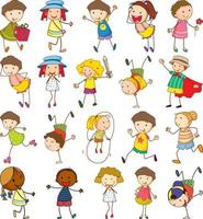 ensemble d & # 39; enfants différents dans un style doodle vecteur