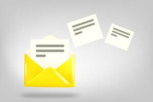 papier enveloppe avec Nouveau messages. envoi postal concept. 3d vecteur illustration