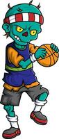 effrayant zombi basketball joueur dessin animé personnage sur blanc Contexte vecteur