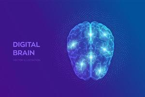 cerveau. cerveau numérique avec code binaire. concept scientifique et technologique 3D. réseau neuronal. test iq, technologie scientifique d'émulation virtuelle d'intelligence artificielle. vecteur