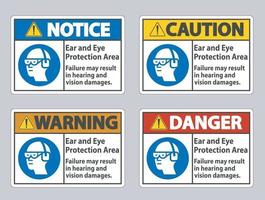 zone de protection des oreilles et des yeux, une défaillance peut entraîner des dommages auditifs et visuels vecteur