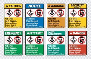 étiquette de sécurité, risque de poussière d'amiante, risque de cancer et de maladie pulmonaire personnel autorisé uniquement vecteur