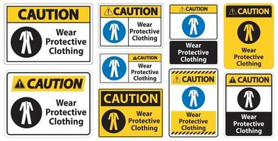 Attention porter des vêtements de protection signe sur fond blanc vecteur