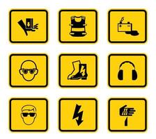 Avertissement symboles de danger étiquettes signe isolé sur fond blanc, illustration vectorielle vecteur