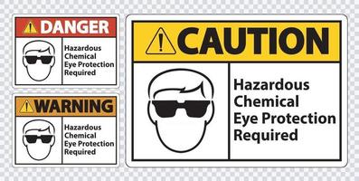 Isoler le signe symbole dangereux de protection des yeux chimiques sur fond transparent, illustration vectorielle vecteur