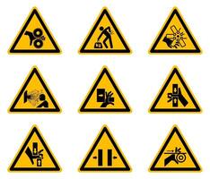 Étiquettes de symboles de danger d'avertissement triangulaires sur fond blanc vecteur