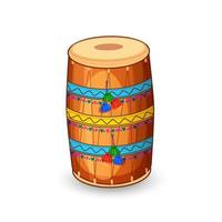 illustration de dhol décoré signifie tambour utilisé pour le lohri, le vaishakhi et d'autres fêtes traditionnelles de l'inde vecteur