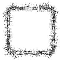 silhouette d'obstacle sévère. clôture de fil de fer barbelé sous forme de cadre. illustration vectorielle. vecteur