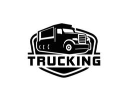 déverser un camion logo industrie. benne un camion logo. camionnage entreprise prime prêt fabriqué logo modèle ensemble vecteur isolé. parfait logo pour camionnage et cargaison