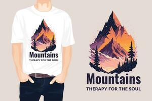 montagnes, thérapie pour le âme T-shirt conception vecteur illustration