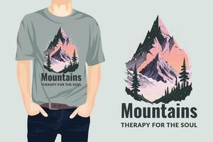 montagnes, thérapie pour le âme T-shirt conception vecteur illustration