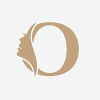 femme visage logo sur lettre o. beauté spa symbole avec femme visage icône vecteur