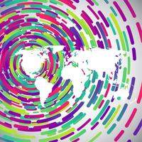 Carte du monde abstrait avec des cercles colorés pour la publicité, vecteur