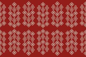 ethnique géométrique en tissu modèle traverser point.ikat broderie ethnique Oriental pixel modèle rouge Contexte. abstrait, vecteur, illustration. texture, vêtements, cadre, décoration, motifs, soie fond d'écran. vecteur