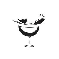 cocktail icône. noir et blanc illustration. vecteur